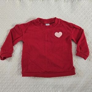 Carters Toddler Girl Red Cotton Sweatshirt With Puffy Heart Size 18 Months